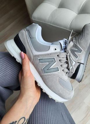 Замшевые женские кроссовки new balance 574 серые, универсальная обувь нью беланс 41