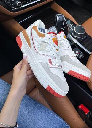 Кросівки new balance 550 білі для жінок стильні повсякденні ньюбики шкіра нью беланс