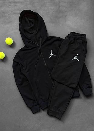Черный мужской спортивный костюм jordan, костюм кофта с капюшоном и брюки мужской черный на весну xl