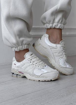 Кроссовки new balance 2002r для женщин белые удобные сетка\кожа 38