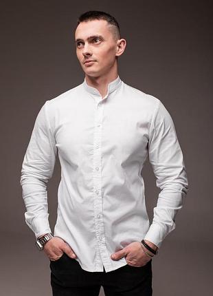 Чоловіча біла сорочка з довгим рукавом "modern" білі гудзики
