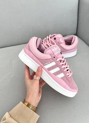 Кроссовки adidas campus x bad bunny замшевые розовые для женщин адидас кампус бед бани повседневные модные 38