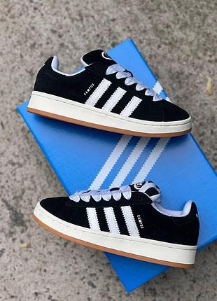 Жіночі чорні кросівки adidas campus 00s core black для жінок стильні замшеві кеди адіки 40