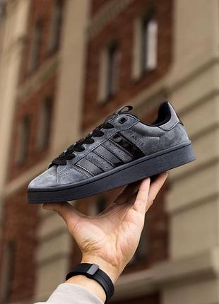 Мужские кроссовки adidas campus черные замша для мужчин кеды удобные стильные