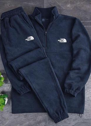 Мужской спортивный костюм зимний the north face полар флис, костюм тн синего цвета