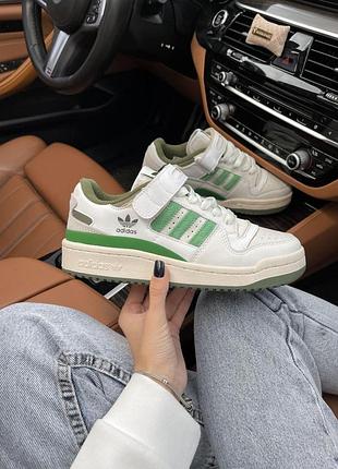 Шкіряні жіночі білі кросівки adidas forum 84 low адідас форум адіки