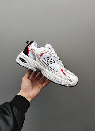 Мужские кроссовки new balance 530 для мужчин белые кожаные удобные повседневные ньюбики