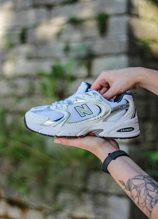 Кроссовки new balance 530 белые кожаные с сеткой для женщин повседневные