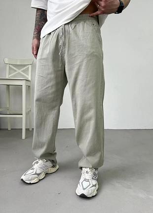 Стильные коттоновые брюки baggy в цвете хаки🔝