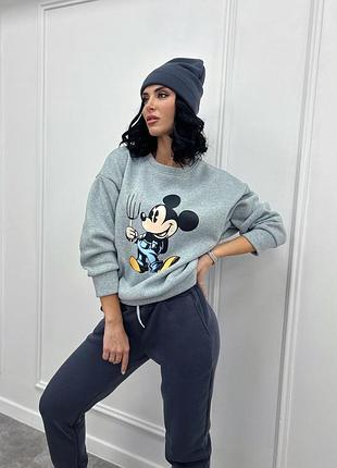 Двухцветный спортивный костюм с шапкой "minnie" | батал
