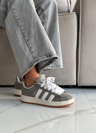 Серые кроссовки для женщин замшевые adidas campus grey адики адидас кампус женские 41
