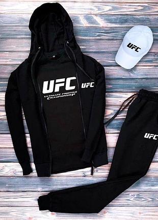 Черный спортивный костюм ufc мужской 4в1 с футболкой и кепкой осенний спортивный костюм черного цвета ufc xxl