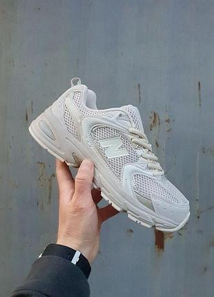 Женские кожаные кроссовки new balance 530 белые стильные и дышащие 39
