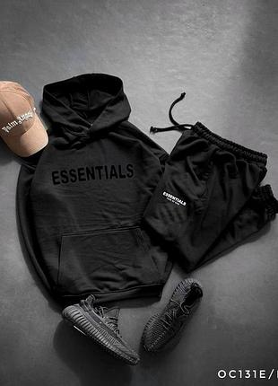 Чорний чоловічий спортивний костюм essentials костюм кофта з капюшоном та штани чоловічий чорний на веснувм