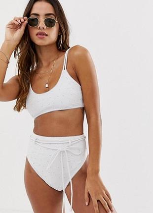 Раздельный белый купальник с топом asos "прошва"