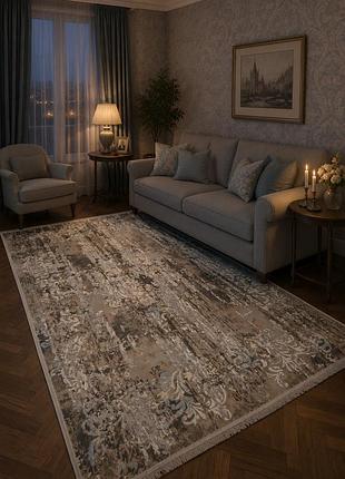 Luxury 1.6*2.3м прямокутний 0976 блакитний з бежевим