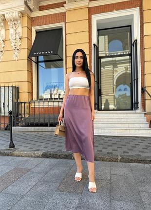 Жіноча шовкова спідниця "silk" ліловий дим, 50-52
