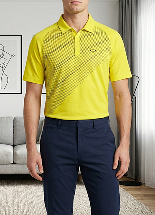 Футболка поло oakley the players tpc sawgrass pga для гольфа желто-зеленая