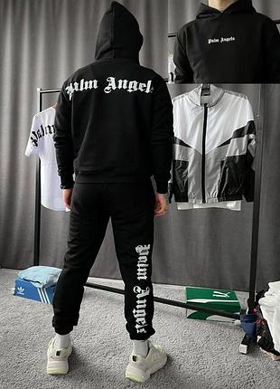 Черный мужской спортивный костюм palm angels, костюм худые с капюшоном и мужские брюки черный на весну