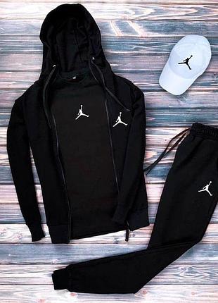 Спортивный костюм jordan мужской 4в1 с футболкой и кепкой осенний спортивный костюм черного цвета jordan