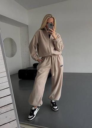 Женский теплый костюм двойка: кофта и штаны флис