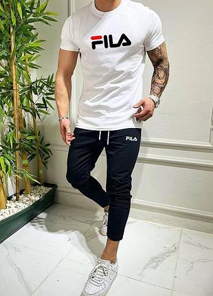 Спортивный костюм fila мужская футболка и брюки костюм спортивный фила серая белая футболка и черные шорты xxl