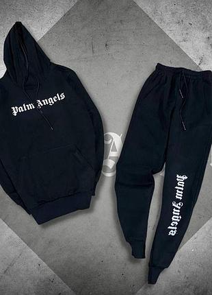 Черный мужской спортивный костюм palm angels костюм худые с капюшоном и мужские брюки черный на весну