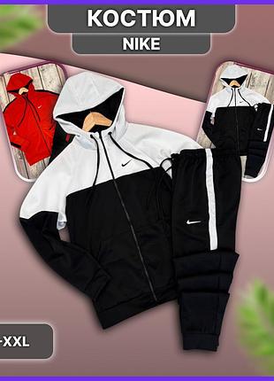 Мужской спортивный костюм nike из дайвинга, мягкий весенний осенний костюм найк с капюшоном, зип худи + штаны, на змейке xxl