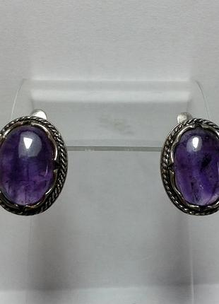 Серьги с камнями аметист