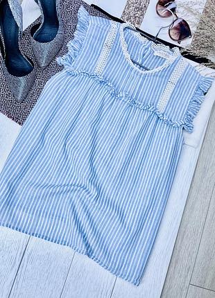 Літня блуза m&s xxl ніжно блакитна блузка з мереживом смугаста блуза бохо