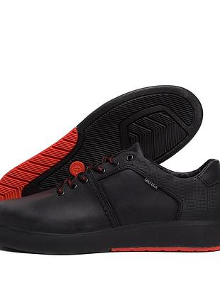 Чоловічі шкіряні кеди ortega aircross black and red