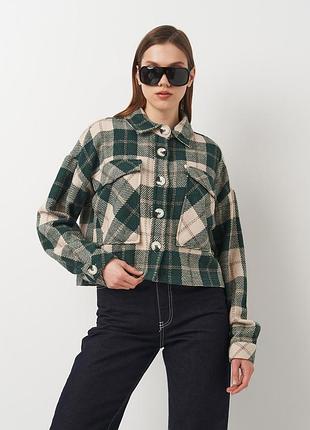 Сорочка бавовняна утеплена оверсайз жіноча forstime 187123 l/xl темно-зелена (2200004951546)