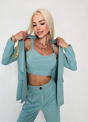Костюм-тройка с топом "vanity" i распродажа модели фисташковый, 46