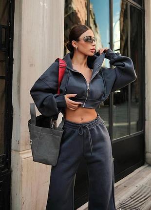 Костюм женский теплый на флисе oversize