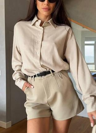 Сорочка жіноча базова з льону банановий, 42/44