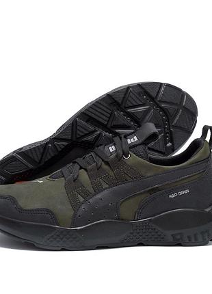 Мужские кожаные кроссовки pm runner green