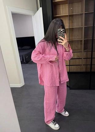 Костюм женский из льна рубашка и штаны