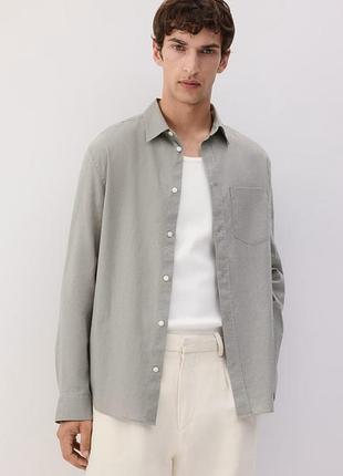 S h&amp;m новая фирменная мужская рубашка regular fit на основе льна подростковая