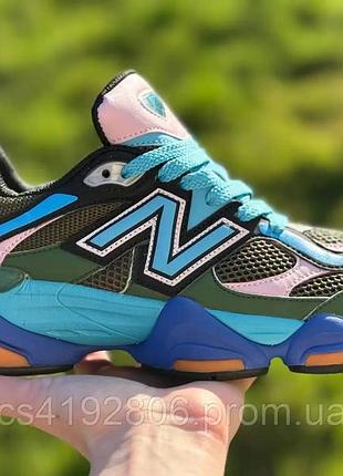 Женские кроссовки нью баланс 9060 мультиколор blue pink green яркие летние new balance 9060 брендовые 40
