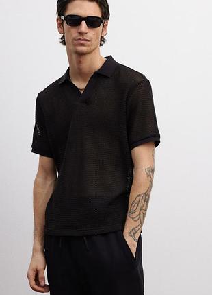 М h&amp;m новая фирменная рубашка поло футболка regular fit ажурной вязки кольчуга