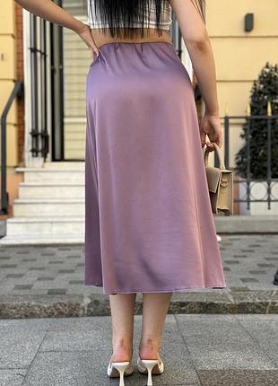 Жіноча шовкова спідниця "silk" ліловий дим, 54-56