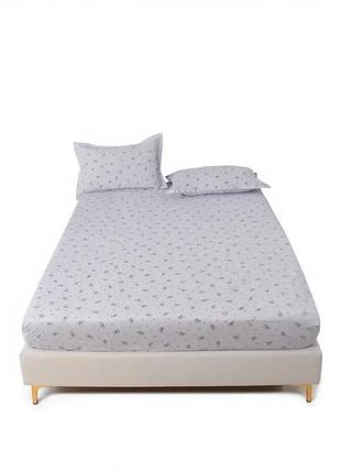 Комплект трикотажний простирадло на резинці 160*200 см з наволочками білий