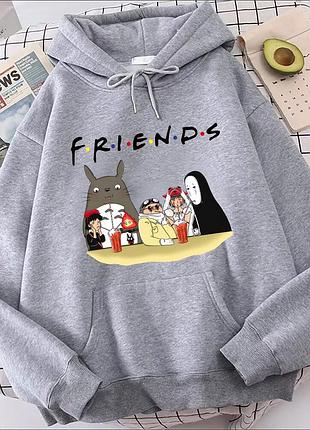 Худі аніме "занесені примарами" friends тоторо 1 сіре, зима, 3xl