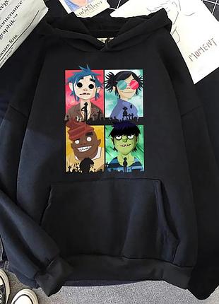 Худі gorillaz (горилаз) 5 весна/осінь, чорний, xl