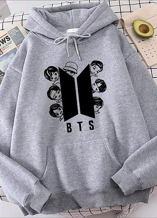 Худі з принтом "bts" бтс 3 сіре, весна/осінь, xl