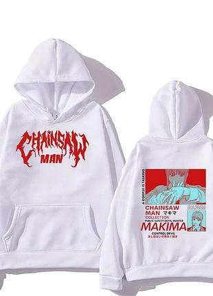 Худі аніме манга «chainsaw man» (людина бензопила) 1 зима, білий, 2xl
