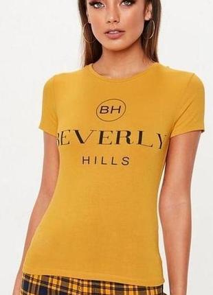 Missguided. товар із англії. футболка в обтяжку з написом beverly hills.