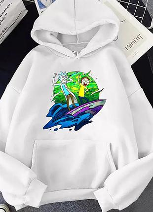 Худи "rick and morty" 2 s, зима, белый