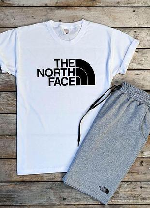 Мужской летний комплект футболка и шорты the north face белый набор шорты и футболка на парня комплект