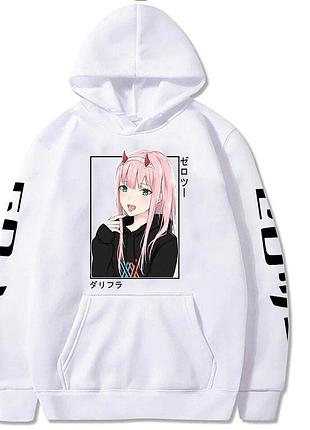 Худі аніме «darling in the franxx, zero two» 1 зима, білий
